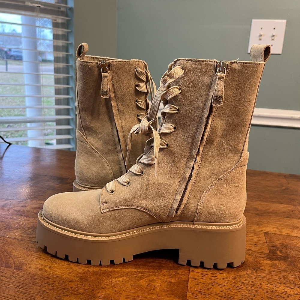 New Sam Edelman Evina Combat Platform Boot Sesame Suede size 8 - Picture 5 of 10